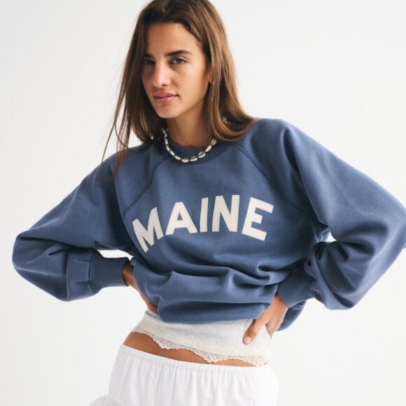 Abercrombie & Fitch Sweaters - Abercrombie & Fitch Women's Graphic Raglan Classic Sunday Crew